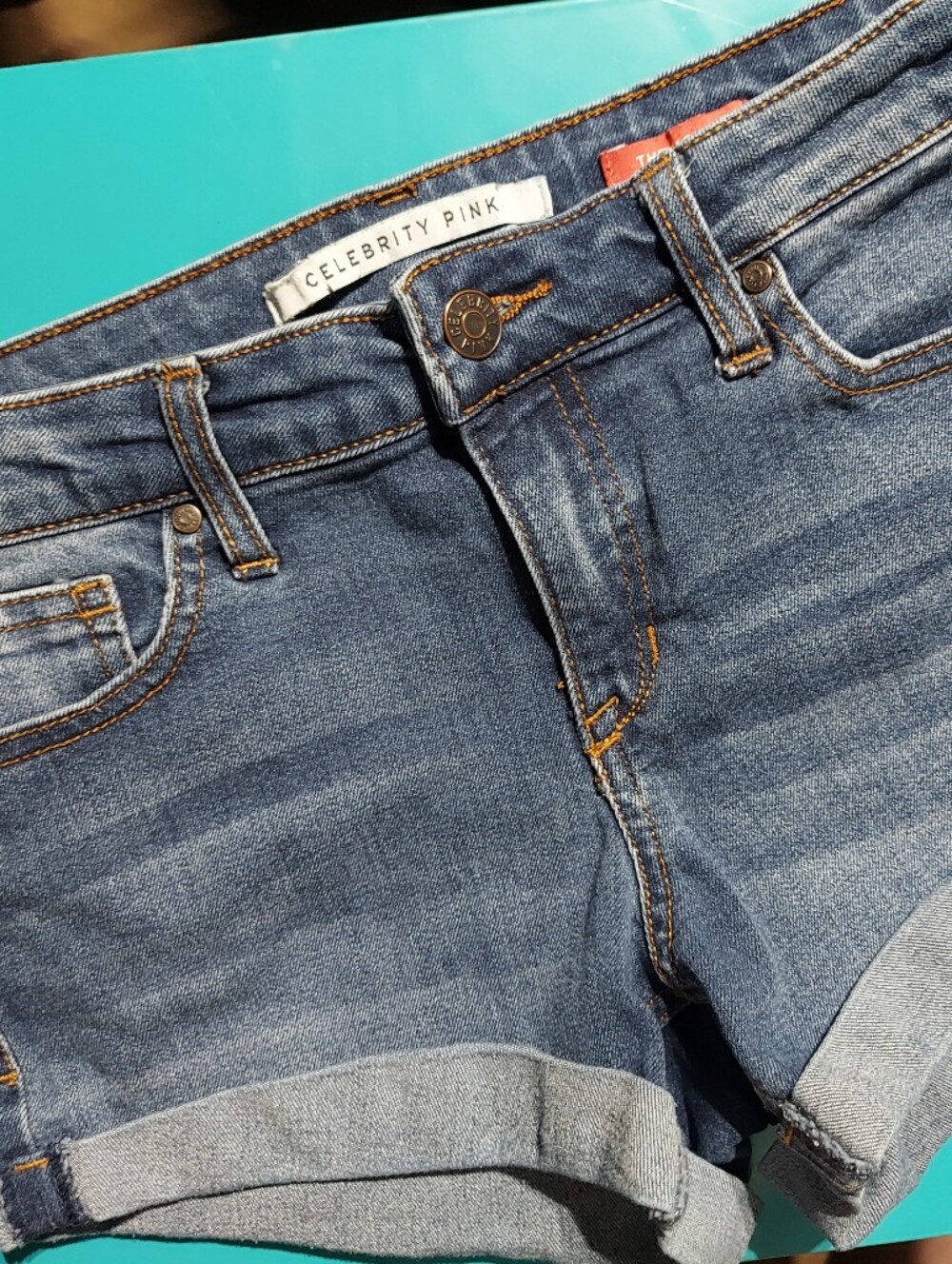 Celebrity Pink "The Honey" Medium Wash Cuffed Hem Denim Shorts